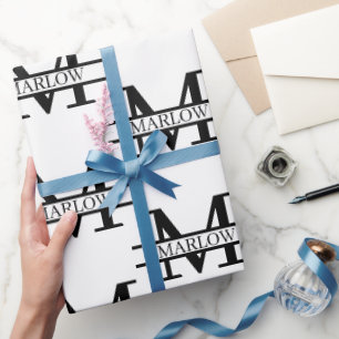 Papel De Regalo Elegante Personalizado de nombres de monograma per