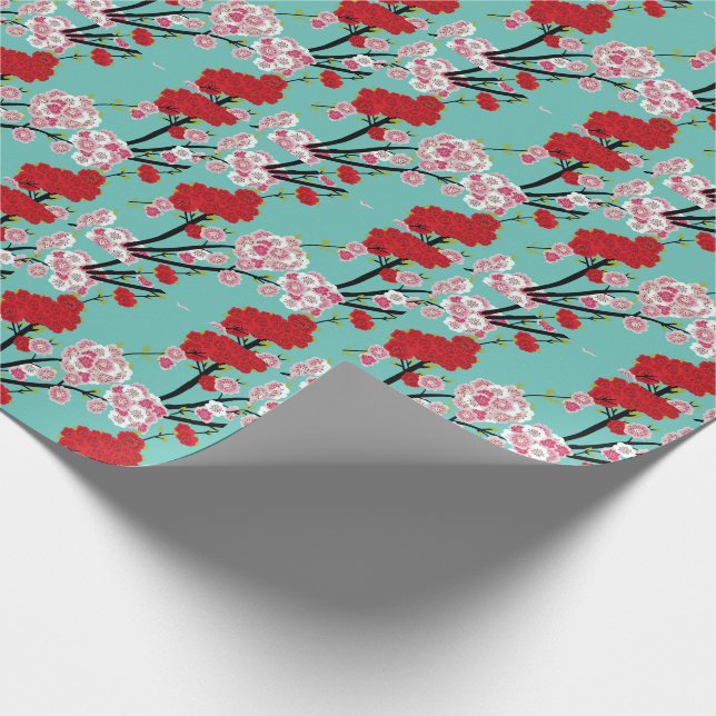 Papel De Regalo Elegante Petal Japón con flores de cerezo rosa (Esquina)