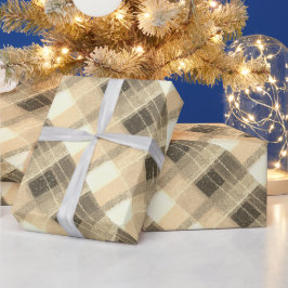 Papel De Regalo Elegante Plaid Dorado Casa de Campo