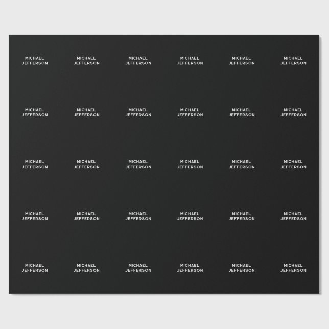 Papel De Regalo Elegante plano negro blanco personalizado personal (Superficie plana)