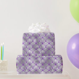 Papel De Regalo Elegante plateado y morado Art Deco