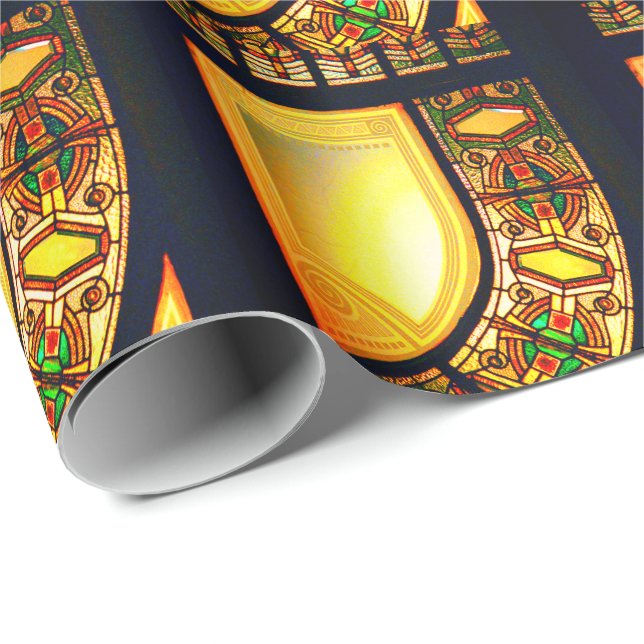 Papel De Regalo elegante puerta de cristal con manchas victorianas (Esquina del rollo)