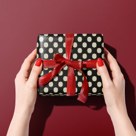 Papel De Regalo Elegante Punto De Polka Blanco Y Negro Retro Vinta