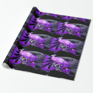 PAPEL DE REGALO ELEGANTE PURPLE PEACOCK CON PIEDRAS DE GIMNASIO