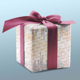 Papel De Regalo Elegante purpurina de goteo de rosa dorado platead