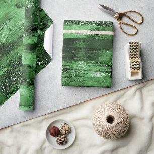 Papel De Regalo Elegante Purpurina de imitación verde y texturas d