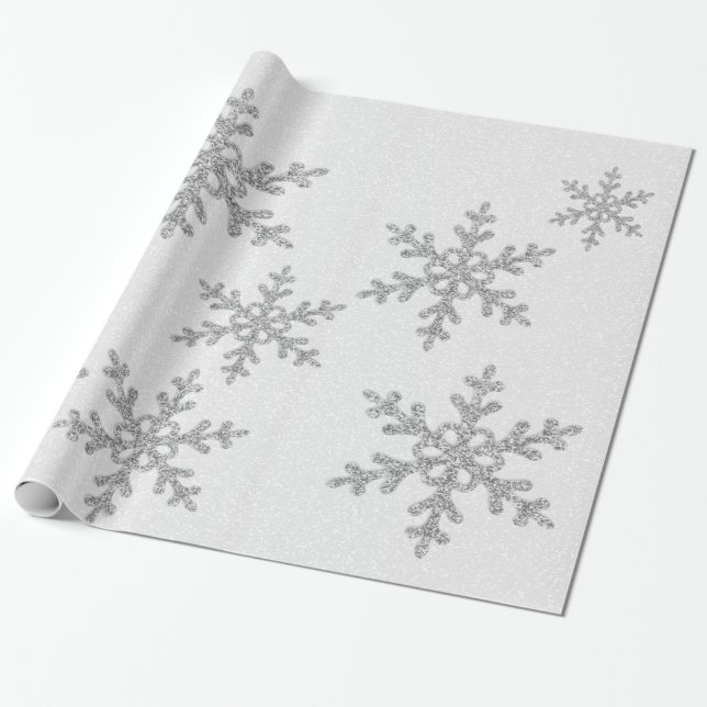 Papel De Regalo Elegante Purpurina de Moda Plata Festividad de nie (Desenrollado)