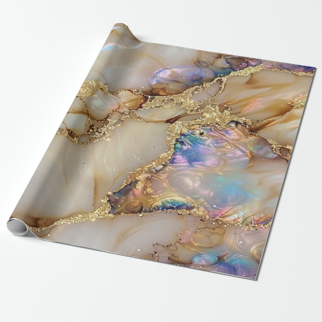 Papel De Regalo Elegante Purpurina de oro elegante Mármol negro de