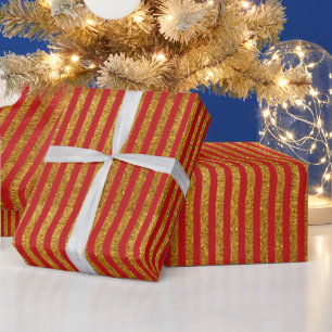 Papel De Regalo Elegante purpurina de oro rojo estribo festividad