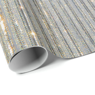 Papel De Regalo Elegante Purpurina Dusty Blue Gold y Silver Resume