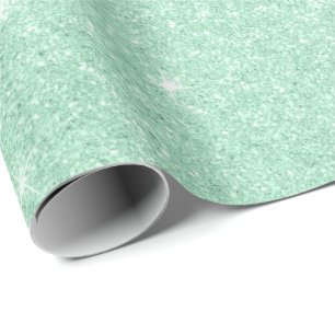 Papel De Regalo Elegante purpurina elegante de color verde menta