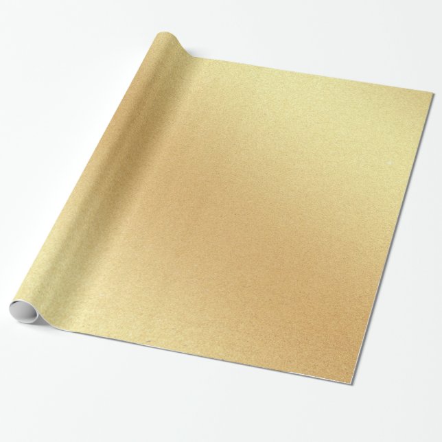 Papel De Regalo Elegante Purpurina Faux Gold Moderno Glossy dorado (Desenrollado)