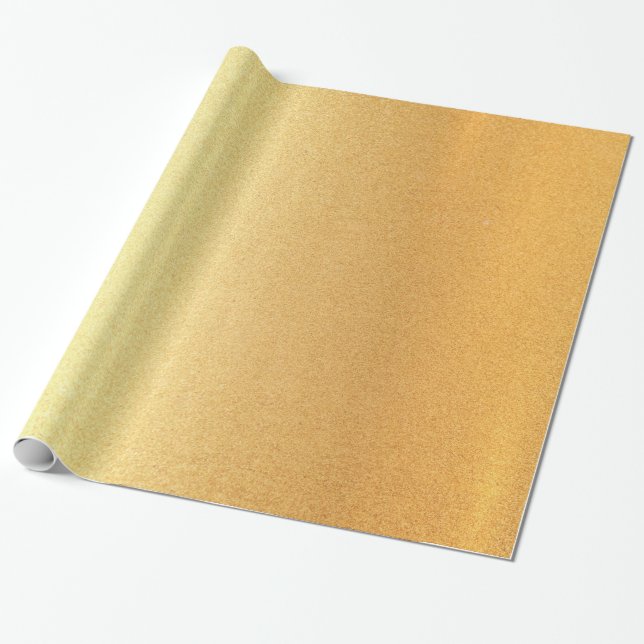 Papel De Regalo Elegante Purpurina Faux Gold Moderno Glossy dorado (Desenrollado)