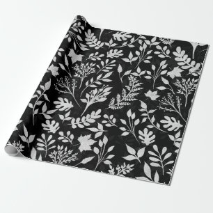Papel De Regalo Elegante Purpurina plateado Foliage Funda de diseñ
