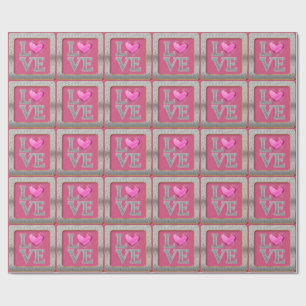 Papel De Regalo Elegante Purpurina plateado y joyería del corazón 