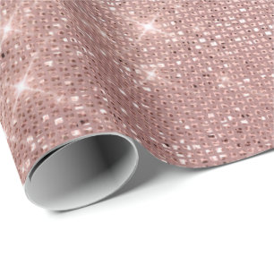 Papel De Regalo Elegante Purpurina Rosa de oro Rosa