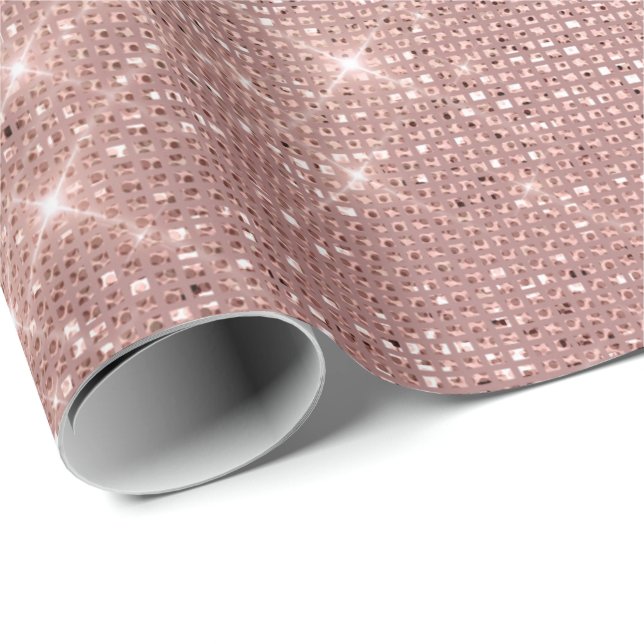 Papel De Regalo Elegante Purpurina Rosa de oro Rosa (Esquina del rollo)
