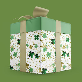 Papel De Regalo Elegante Purpurina Shamrock Green y Gold