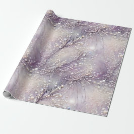 Papel De Regalo Elegante rama de perla gris morada luna