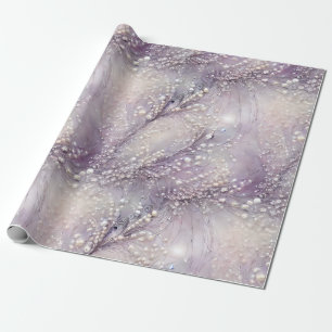 Papel De Regalo Elegante rama de perla gris morada luna