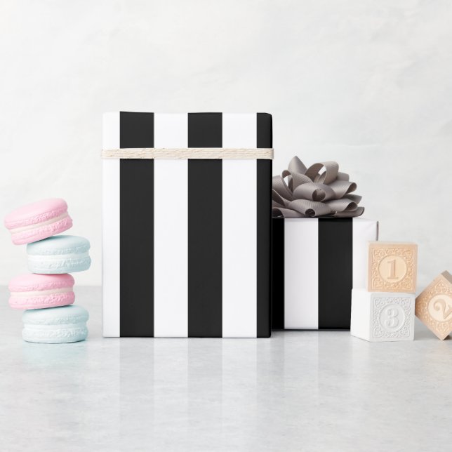 Papel De Regalo Elegante raya negra y blanca (Baby Shower)