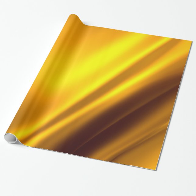 Papel De Regalo Elegante rayado de satén dorado (Desenrollado)