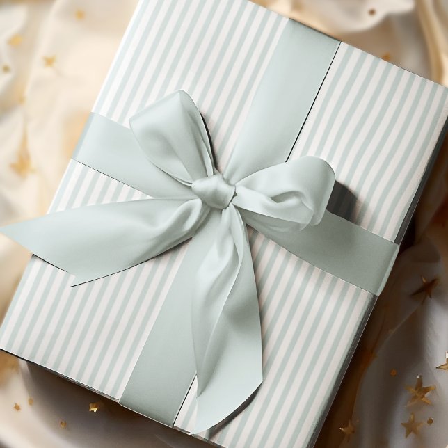Papel De Regalo Elegante rayas finas azules y blancas (Elegant Striped Wrapping in Pastel Blue & White. Chic & Timeless. For All Occasions and  All Ages.)