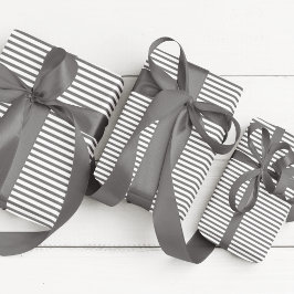 Papel De Regalo Elegante rayas finas gris oscuro y blanco