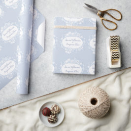 Papel De Regalo Elegante Recepción de Boda de Casa Abierta en Azul