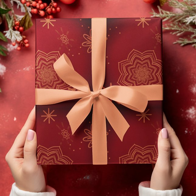 Papel De Regalo Elegante Red Black Gold floral (Subido por el creador)