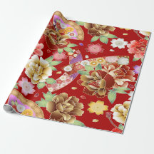 Elegante Red Gold Moderno Floral Asiática