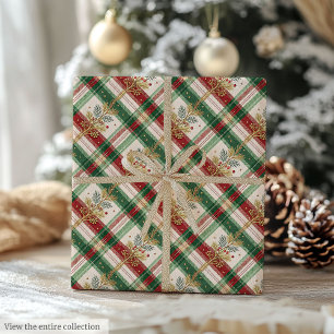 Papel De Regalo Elegante regalo cuadriculado en acuarela verde y r