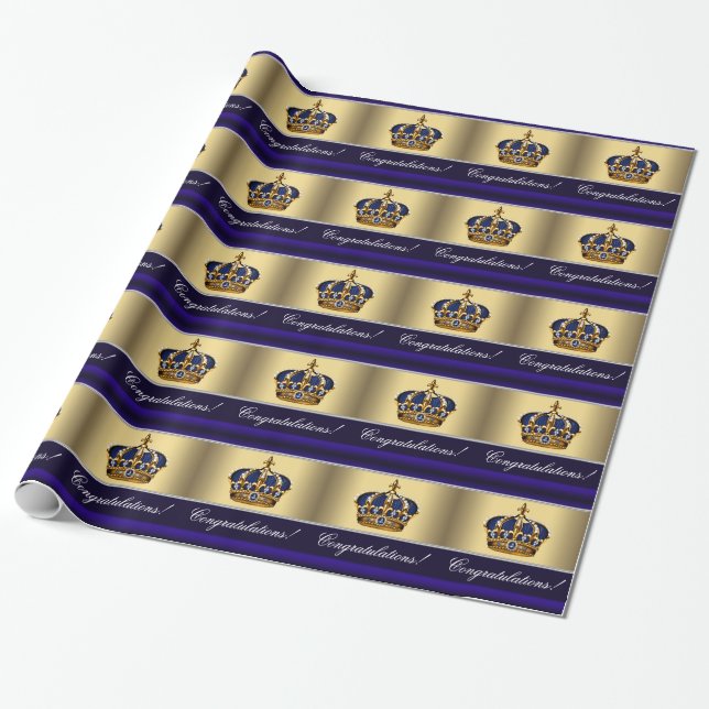 Papel De Regalo Elegante regalo de Baby Shower Royal Blue Prince (Desenrollado)
