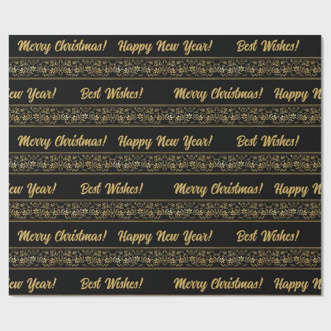 Papel De Regalo Elegante regalo de Navidades de oro floral de colo (Superficie plana)