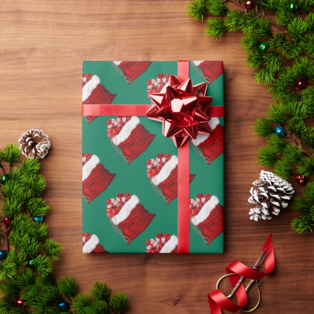 Papel De Regalo Elegante regalo de Navidades rojos verdes de pino (Regalo de vacaciones)
