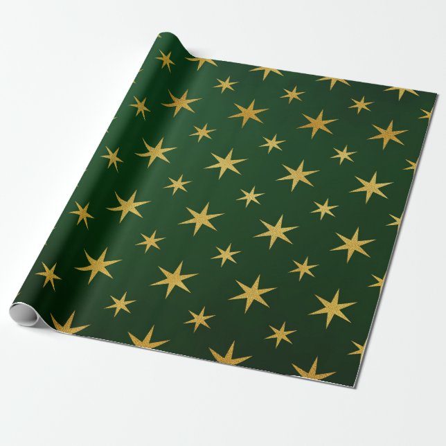 Papel De Regalo Elegante regalo de patrón de estrellas de Navidade (Desenrollado)