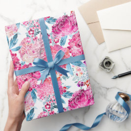 Papel De Regalo Elegante regalo de patrón floral rosa de Moda