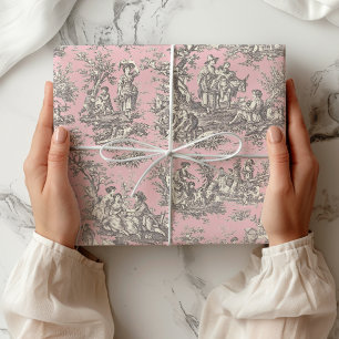 Papel De Regalo Elegante regalo escénico francés de toile rosa neg