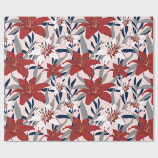 Papel De Regalo Elegante Regalo Floral Botánico de Lirio Rojo & Ar