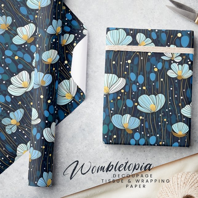 Papel De Regalo Elegante regalo moderno de amapola azul botánico (Subido por el creador)