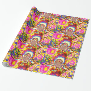 Papel De Regalo Elegante retro boho acuarela campos de girasoles