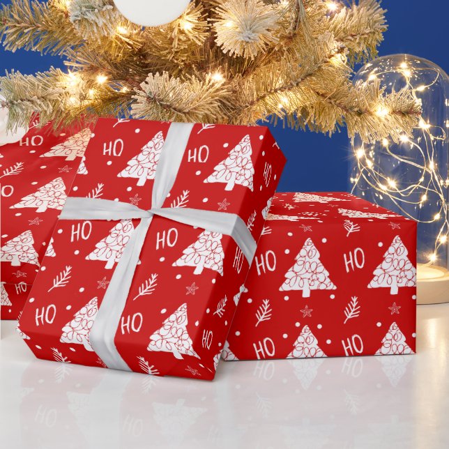 Papel De Regalo Elegante rojo Feliz Navidad Feliz Guión de Fiestas (Vacaciones)