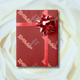 Papel De Regalo Elegante Rojo Terracota Feliz Día de San Valentín 