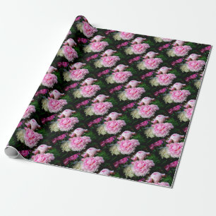 Papel De Regalo Elegante romántico Pink White floral Peonies