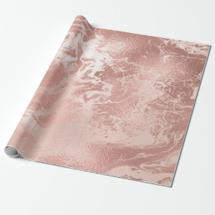 Papel De Regalo Elegante rosa de cobre moderno oro y mármol rosa
