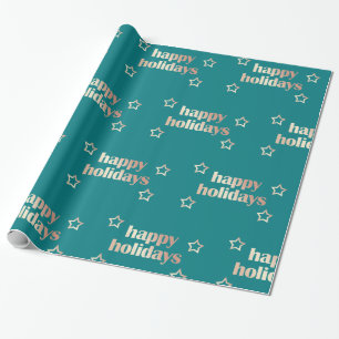 Papel De Regalo Elegante rosa de cobre Navidades Felices Fiestas