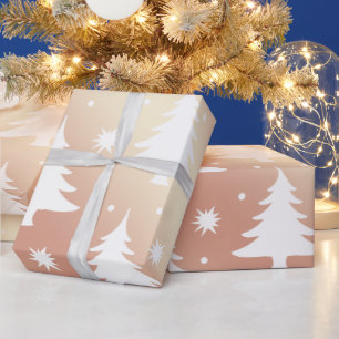 Papel De Regalo Elegante rosa de cobre patrón de árbol de Navida