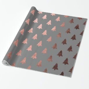 Papel De Regalo Elegante rosa de cobre patrón de árbol de Navida