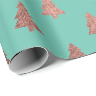 Papel De Regalo Elegante rosa de cobre patrón de árbol de Navida