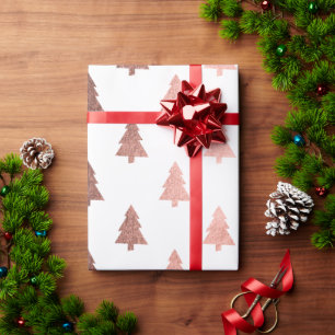 Papel De Regalo Elegante rosa de cobre patrón de árbol de Navida